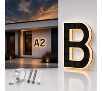 Solar House Numbers for Outside, 23cm Lighted Address Sign with LED Illuminated Numbers, IP65 Waterproof Solar Address Plaque, Dusk to Dawn House Number Sign for Front Door, Fence, Mailbox (B)