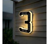 Solar House Numbers for Outside, 4.7"/6.7"/9" LED Lighted Address Sign for House, IP65 Waterproof Illuminated Modern Numbers, Dusk to Dawn Auto-Glow for Home Mailbox Yard(3-Black,4.7")