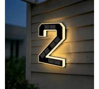 Solar House Numbers for Outside, 4.7"/6.7"/9" LED Lighted Address Sign for House, IP65 Waterproof Illuminated Modern Numbers, Dusk to Dawn Auto-Glow for Home Mailbox Yard(2-Black,6.7")