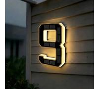 Solar House Numbers for Outside, 4.7"/6.7"/9" LED Lighted Address Sign for House, IP65 Waterproof Illuminated Modern Numbers, Dusk to Dawn Auto-Glow for Home Mailbox Yard(9-Black,9")