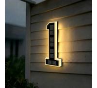 Solar House Numbers for Outside, 4.7"/6.7"/9" LED Lighted Address Sign for House, IP65 Waterproof Illuminated Modern Numbers, Dusk to Dawn Auto-Glow for Home Mailbox Yard(1-Black,4.7")
