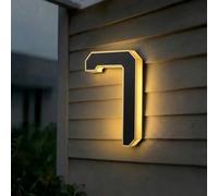 Solar House Numbers for Outside, 4.7"/6.7"/9" LED Lighted Address Sign for House, IP65 Waterproof Illuminated Modern Numbers, Dusk to Dawn Auto-Glow for Home Mailbox Yard(7-Black,6.7")