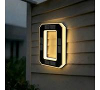 Solar House Numbers for Outside, 4.7"/6.7"/9" LED Lighted Address Sign for House, IP65 Waterproof Illuminated Modern Numbers, Dusk to Dawn Auto-Glow for Home Mailbox Yard(0-Black,6.7")