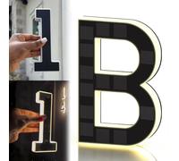 Solar House Numbers for Outside, Light Up House Numbers Solar Powered, Waterproof LED Address Signs, Dusk to Dawn Auto On/Off, Illuminated Exterior Modern House Numbers (B)