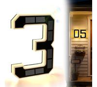 Solar House Numbers for Outside Lighted, Solar Address Sign Waterproof LED Illuminated Address Plaque, Auto On/Off Solar Powered House Numbers for Yard Garden Driveway Wall Mounted Easy Install (3)