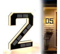Solar House Numbers for Outside Lighted, Solar Address Sign Waterproof LED Illuminated Address Plaque, Auto On/Off Solar Powered House Numbers for Yard Garden Driveway Wall Mounted Easy Install (2)