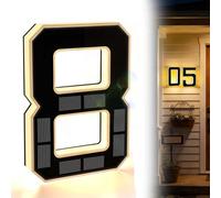 Solar House Numbers for Outside Lighted, Solar Address Sign Waterproof LED Illuminated Address Plaque, Auto On/Off Solar Powered House Numbers for Yard Garden Driveway Wall Mounted Easy Install (8)