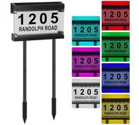 Solar House Numbers, Solar Address Sign, RGBW Color Changing, Waterproof LED Acrylics 7 Color Lighting Modes, for with Stakes for Garden Street Home Yard, (MultiColor)