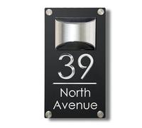 Solar House Numbers Solar House Signs House Numbers Plaques with Solar-Light Door Number Plaques For Wall Led House Number for Outside Laser Cut Double Layer (Rectangle)