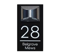 Solar House Numbers Solar House Signs - Solar Illuminated Modern Anthracite House Number Sign,Durable Waterproof Plaque | Custom with Any Door Number & Street Name (Black)