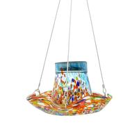Solar Hummingbird Feeder - Stained Glass Bird Bath Outdoor Leakproof Water Station Decorative Ornament for Garden Yard Wildlife Accessories on Patio | Solar Powered