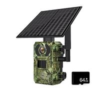 Solar Hunting Trail Camera Wildlife Tracking Surveillance Infrared Night Vision Wild Cameras Photo Traps(Camera Add 64GB Card)