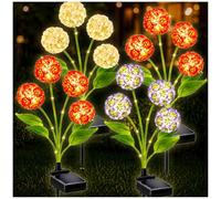 Solar Hydrangea Flower Lights Outdoor, Glowing Flowers & Adjustable Lighted Stems, Upgraded Solar Panel, Waterproof Garden Lights for Yard Lawn Patio Pathway Decor, Gift for Mom (4Pack)