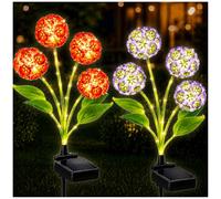 Solar Hydrangea Flower Lights Outdoor, Glowing Flowers & Adjustable Lighted Stems, Upgraded Solar Panel, Waterproof Garden Lights for Yard Lawn Patio Pathway Decor, Gift for Mom (2Pack)