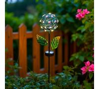 Solar Hydrangea Garden Lights Outdoor Waterproof Iron Stake Lamp for Pathway Patio Yard Decoration 31.5 Inch(C)