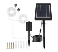 Solar Hydroponics Air Pump, Solar Powered Oxygen Aerator with 3 Gears, 2200mAh Battery Backup for Outdoor Pool, Aquarium, Fish Pond, IP55 Solar Air Pump for Hydroponics