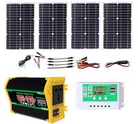 Solar Inverter Kit 4000W with 50A Controller and 100W Solar Panel, Complete RV Solar Panel System for Home and Outdoor Use