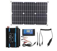 Solar Inverter System Kit 300W Modified Sine Wave Inverter 18W Solar Panel 30A Charge Controller for Camping RV Off Grid Power Supply (12V to 220V)