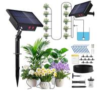 Solar Irrigation System Kit, 10 Drippers/10m Watering Hose/6 Timing Modes,Self Watering System for Plants, Automatic Watering System for Pot Plants Greenhouse, Garden, Terrace, Outdoor