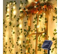 Solar Ivy Vine String Lights - 33Ft 100 Led 8 Modes Outdoor Fairy Lights For Garden, Fence, Wall Wedding Decor