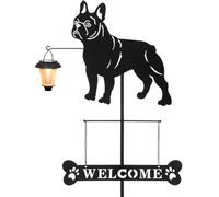 Solar Labrador Silhouette Welcome Stake Sign With Lantern Light - Decorative Garden Stake For Yard Lawn Patio And Pathway