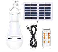 Solar Lamp LED Emergency Light Bulb with Remote Timer, 4 Modes Solar Powered Lantern, Rechargeable LED Work Light Bulbs for Chicken Coop Hiking Camping (Solar 1set)