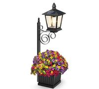 Solar Lamp Post Light with Planter, 2-in-1 Iron Lamp for Garden - Wall Mount or Freestandings, Auto Dusk to Dawn, IP65 Weatherproof, for Deck Balcony Patio Driveway