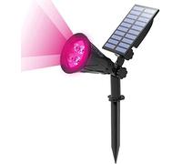 Solar Landscape Lights, 4 LED Solar Spotlights Waterproof Outdoor Solar Spotlight 2-in-1 Multi Use Outdoor Wall Lights, Decorative Lights for Outdoor, Garden, Lawn, Pathway, Party & Christma (Pink)