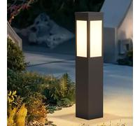 Solar Landscape Path Light Black Housing Pathway Light Modern Bollard Lighting Solar Powered LED Driveway Outdoor Lighting Fixture IP65 Waterproof Glass Garden Floor Lamp For Lawn Courtyard Post Lamp