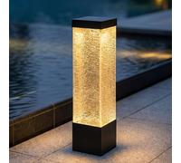 Solar Landscape Pathway Light For Outdoor Path Lighting Modern Solar Powered Bollard Lights Waterproof Landscape Lamp Post Lights Black Square Lawn Floor Lamp For Driveway Yard Garden Walkway Sidewalk