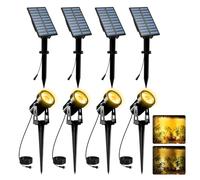 Solar Landscape Spotlights 4 Pack Warm White 3000K, T-SUNUS IP65 Waterproof Outdoor Solar Spot Lights ABS with 9.8ft Cable, Separated Panel Garden Light for Flag Driveway Porch Walkway Pool Patio Pond