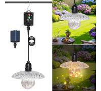 Solar Lantern for The Garden Outdoor Lantern Pendant Light, 32 in Solar Hanging Light Fixture with Stainless Steel S Hook, Portable Waterproof Black Pendant Light Fitting, for Patio,Yard, Camping
