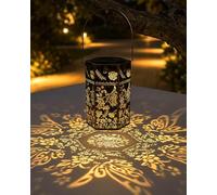 Solar Lantern, Hanging Butterfly Solar Lanterns Garden Ornaments, Metal Hexagon Lantern with Bottom Projection, IP65 Waterproof, Auto On/Off, for Table Patio Balcony, Mothers Day Gifts for Mum