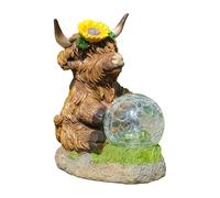 Solar Lantern, Highland Cow Garden Light, Solar-Powered Waterproof Animal Statue for Outdoor Decor, Ambient Lighting for Yard, Patio, Lawn, Porch, Garden, and Pathways