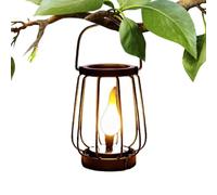 Solar Lantern - Iron 10x10x15cm 3.94x3.94x5.91in Waterproof LED Flame | Hanging Handle For Outdoor Decorative Lighting | Solar Garden Lantern, Hanging Solar Light, Metal Flame Lamp For Patio