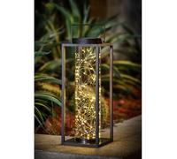 Solar Lantern Outdoor Solar Powered Garden Lamp with 50 Micro String Light Solar Firefly Lights Glass Panels Garden Lantern with Auto On/Off Weather Resistant for Patio Balconies