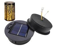 Solar Lantern Replacement Top | 2-Piece Round Decorative Waterproof | Solar Light Inserts for Lanterns,for Outdoor Garden Yard Pathway Patio Deck Porch Fence