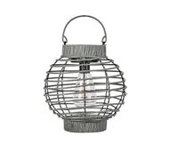 Solar Lantern Slate Damasquette - Smart Garden Solar LED Lamp Decoration with Intricate Cutout Design Waterproof Outdoor Hanging Light for Patio, Yard Lawn (Terra Grey)