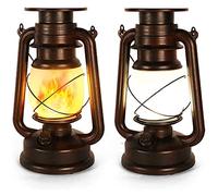 Solar Lantern Vintage LED Lantern Dancing Flickering Flame Two Modes Solar Powered Lights Waterproof Hanging Outdoor Garden or Room Ornaments Auto On Off for Camping Yard Patio Porch 2 Pack