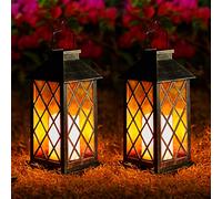 Solar Lanterns for Outside - Garden Lanterns 2Pack Flickering Moroccan-Style Outdoor Lights Auto On/Off Waterproof IP44 Warm White LED Ideal for Patio, Pathway & Christmas Decor