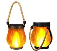Solar Lanterns for Outside, Waterproof Flame Solar Lantern,1500 mAh,Rechargeable Lanterns for Outside,Halloween Ornaments, for Gardens, Terraces, Outdoor Areas, Balconies (2Pcs)