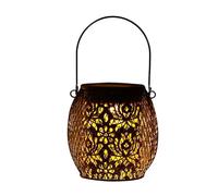 Solar Lanterns for The Garden, IP65 Waterproof Metal Hanging Solar Lantern, Hollow Rose Design,Outdoor Garden Ornaments Lantern Lights Solar Powered for Outside Yard Patio Lawn Pathway (1)