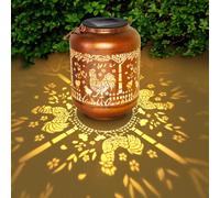 Solar Lanterns Garden Ornaments Outdoor - Rooster Birthday Gifts for Women Mum Grandma Her, Chicken Statue with LED Lights Presents for Thanks Giving Christmas Gardening Decorations