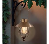 Solar Lanterns Hanging Outdoor Metal Vintage Lantern Warm White Solar Lights lamp Waterproof Edison Bulb Design for Pathway Garden Patio Yard Tree Decoration (1 Pack Copper)