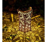 Solar Lanterns Light, Colored Garden Solar Lantern with Hummingbird/Butterfly/Dragonfly Light and Shadow, Waterproof Metal Outdoor Hanging Lights for Garden, Courtyards and Pathways 18.3x9.5cm