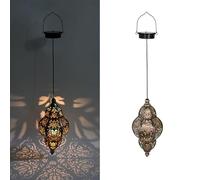 Solar Lanterns Light, Outdoor Lanterns for Garden with Beautiful Pattern, IP44 Waterproof Hanging Solar Garden Lights, Moroccan Style Metal Table Lamp for Outside Table Patio Balcony Courtyard