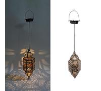 Solar Lanterns Light, Outdoor Lanterns for Garden with Beautiful Pattern, IP44 Waterproof Hanging Solar Garden Lights, Moroccan Style Metal Table Lamp for Outside Table Patio Balcony Courtyard