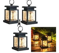 Solar Lanterns Outdoor 3 Pack ZHIYUE Solar Garden Lights Hanging Lantern IP44 Waterproof LED Solar Deco Landscape Lighting for Patio Backyard Pathway(Warmwhite)