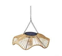 Solar Lanterns Outdoor Garden Hanging Woven Rattan Style Light with Warm LED Flicker Effect for Patio Decor 36.5cm(Single-layer petals)