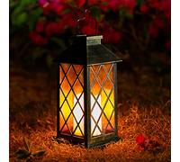 Solar Lanterns Outdoor Garden, Outdoor Lanterns for the Garden, Flickering Moroccan Style Solar Lanterns for Outside, Auto On/Off, IP44 Waterproof Warm White LED for Patio, Pathway, Yard